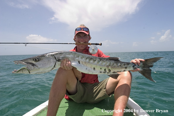 Saltwater flyfisherman w/barracuda