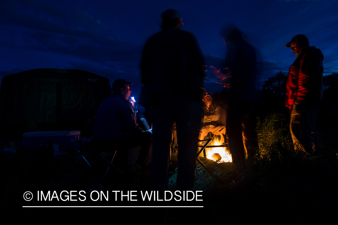 Flyfishermen in camp in Kamchatka Peninsula, Russia. 