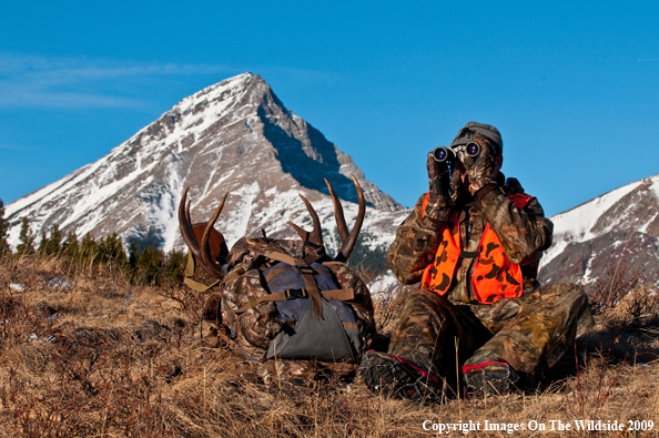 Hunter with deer rack