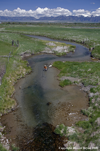 Flyfisherman fishing warm springs