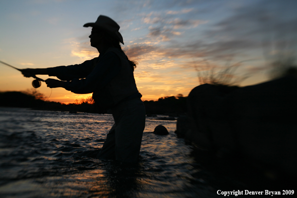 Woman flyfishing