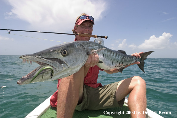 Saltwater flyfisherman w/barracuda