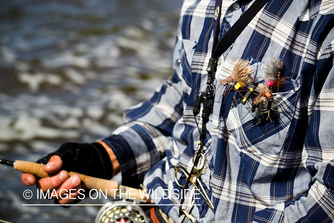 Flies in flyfisherman's pocket. 