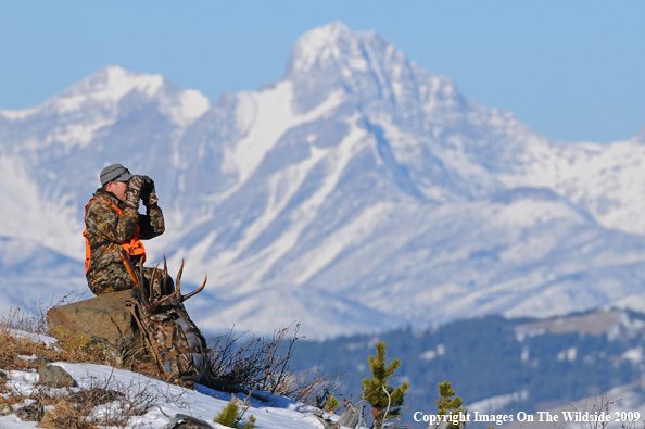 Hunter with deer rack