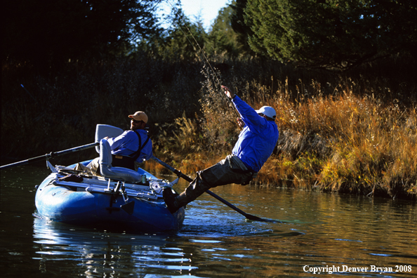 Flyfisherman going Overboard