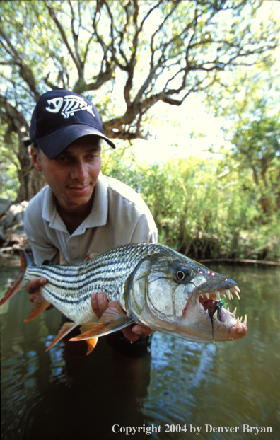 Flyfisherman with tigerfish. 