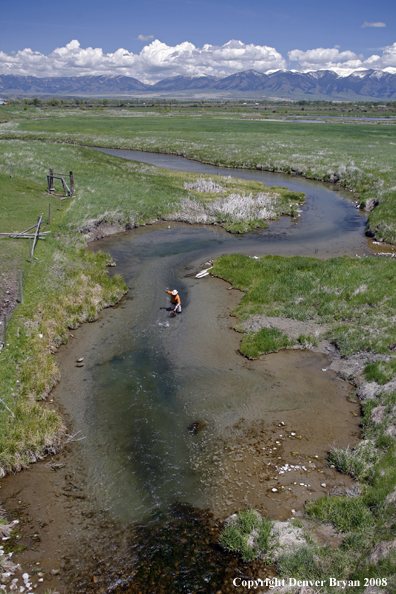 Flyfisherman fishing warm springs