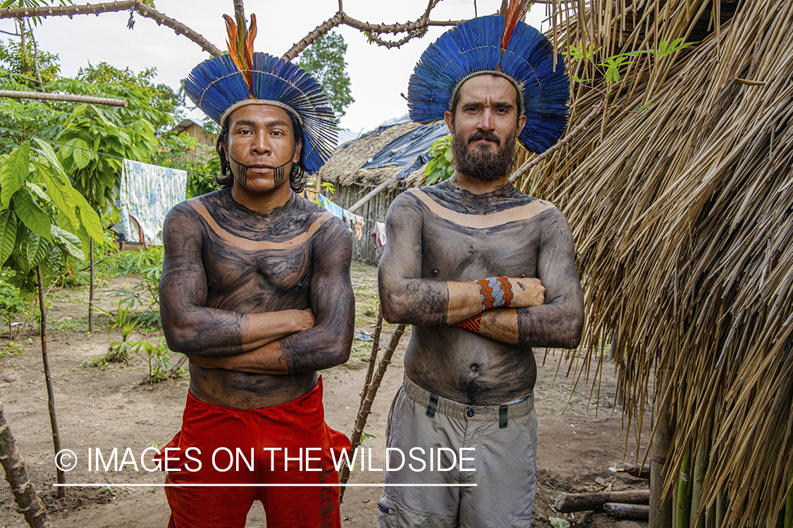 Tribal body painting in Amazon jungle in Venezuela.