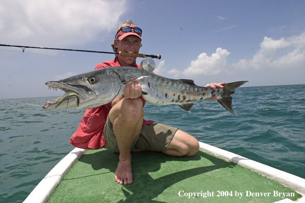 Saltwater flyfisherman w/barracuda