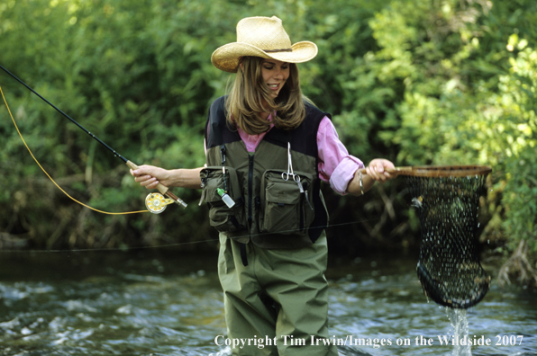 Woman freshwater flyfisher