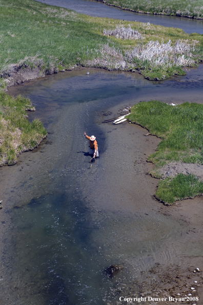 Flyfisherman fishing warm springs