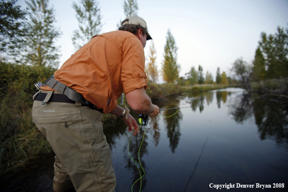 Flyfisherman fishing freshwater