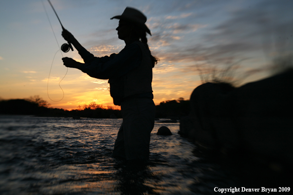 Woman flyfishing