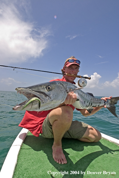 Saltwater flyfisherman w/barracuda