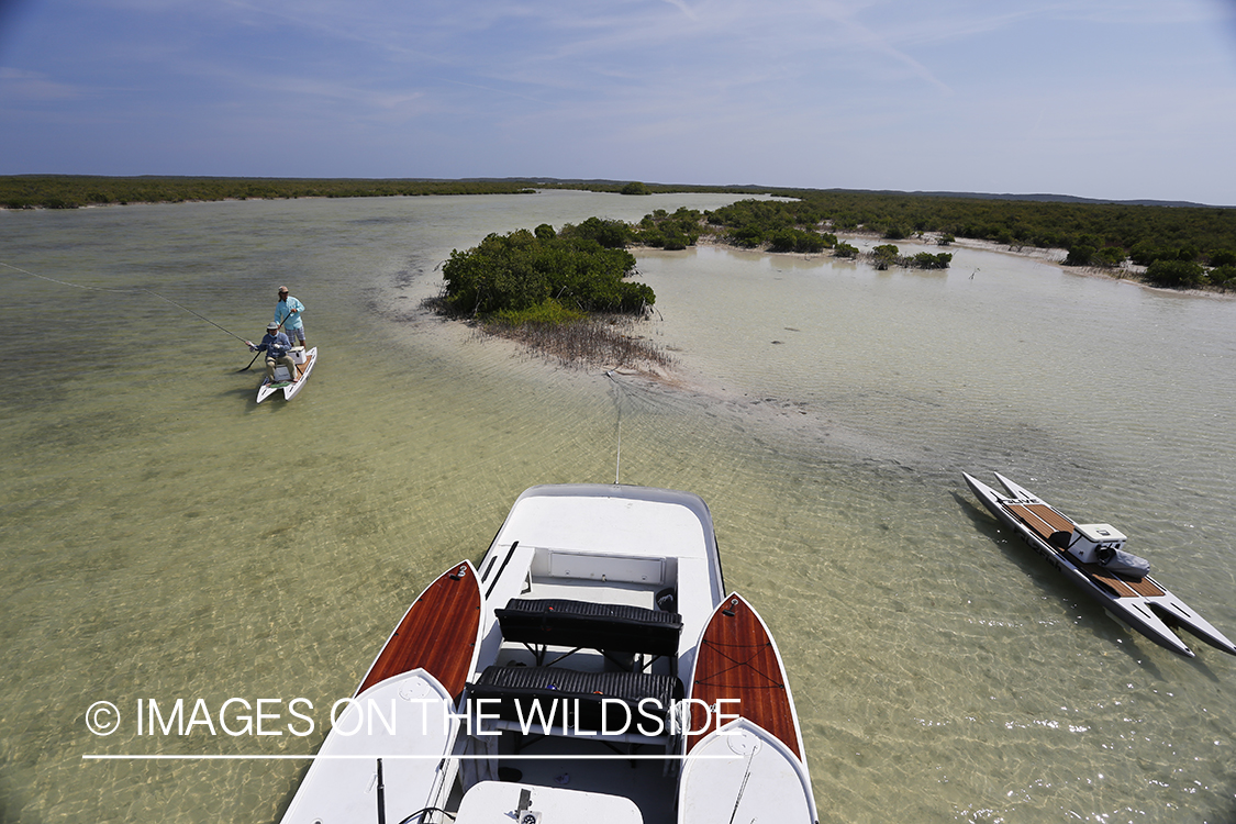 Flyfisherman leaving airboat.