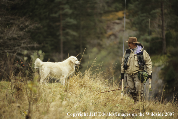 Flyfisherman with dog