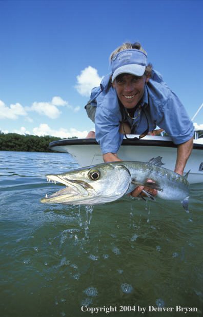 Saltwater flyfisherman with barricuda.