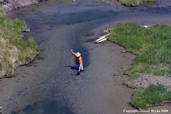 Flyfisherman fishing warm springs