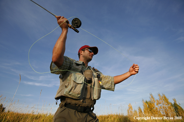 Flyfisherman casting line