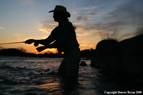 Woman flyfishing