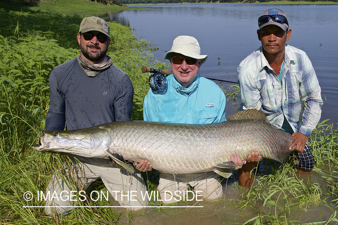 Flyfishermen with arapaima.