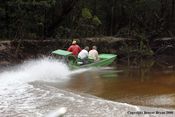 Flyfisherman in boat