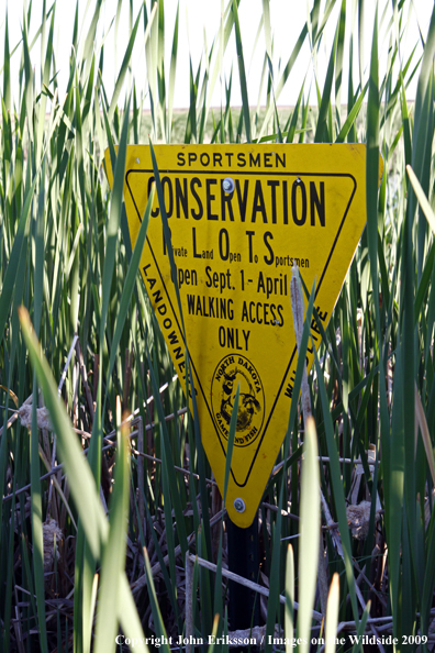 Sign posted on wetlands