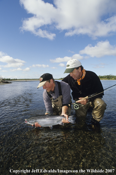 Flyfishermen with nice Silver Salmon