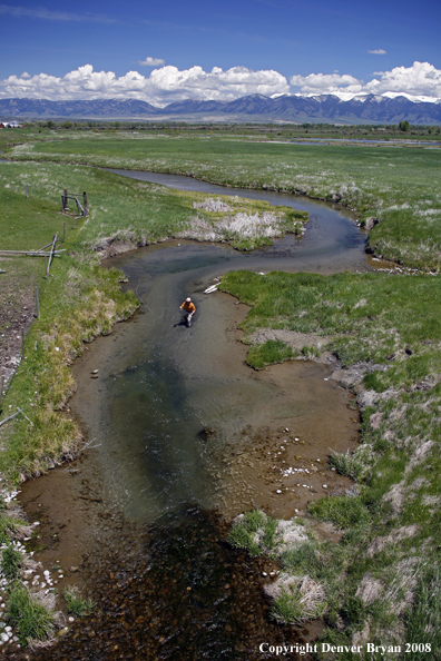 Flyfisherman fishing warm springs