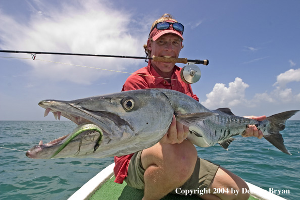 Saltwater flyfisherman w/barracuda