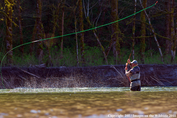 Flyfisherman spey casting. 