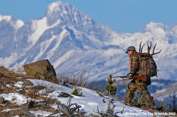 Hunter with deer rack