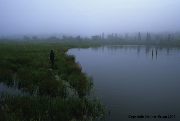 Flyfisherman casting