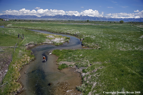 Flyfisherman fishing warm springs