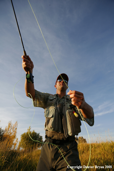 Flyfisherman casting line