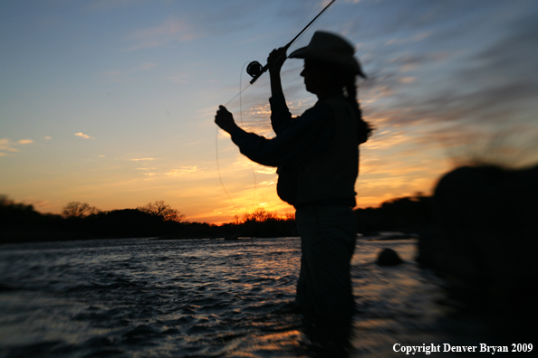 Woman flyfishing