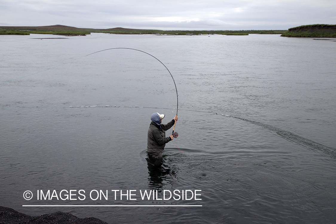 Flyfisherman casting line.