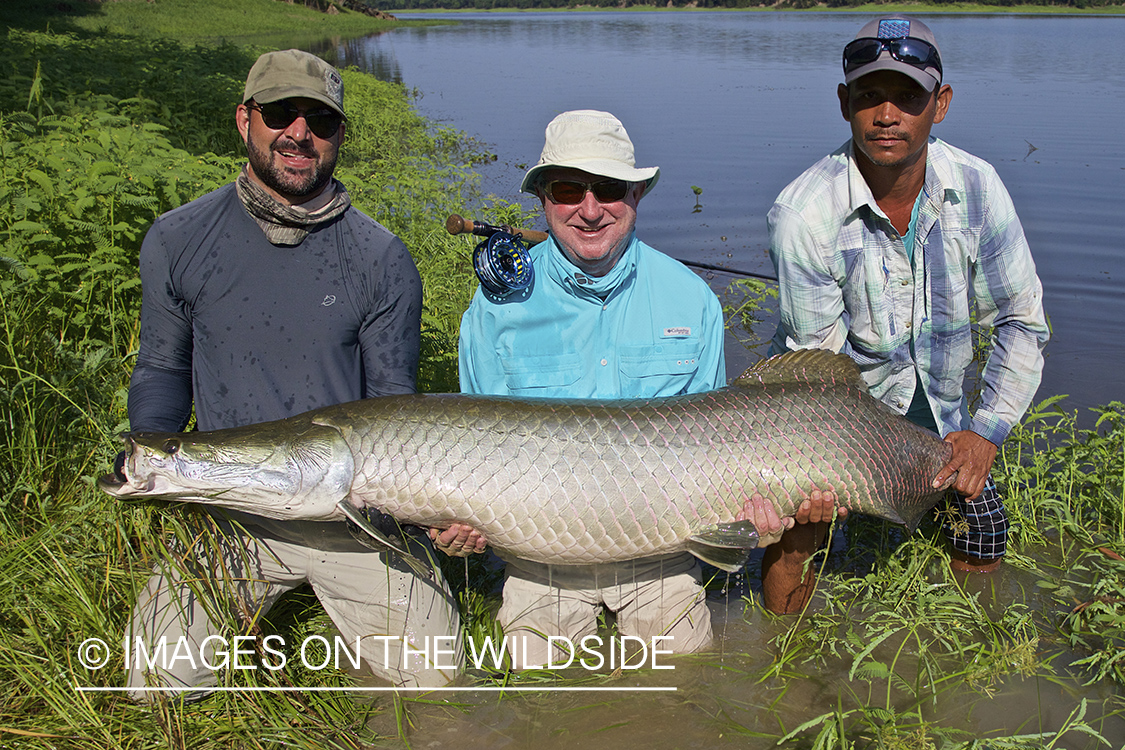 Flyfishermen with arapaima.