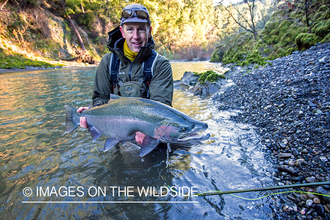 Flyfisherman with steelhead.