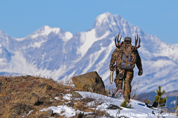 Hunter with deer rack