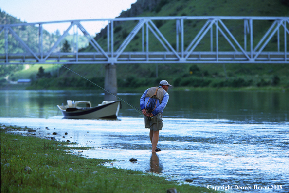 Flyfisherman scouting for fish