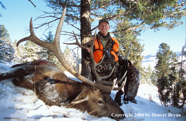 Big game hunter with bagged elk.