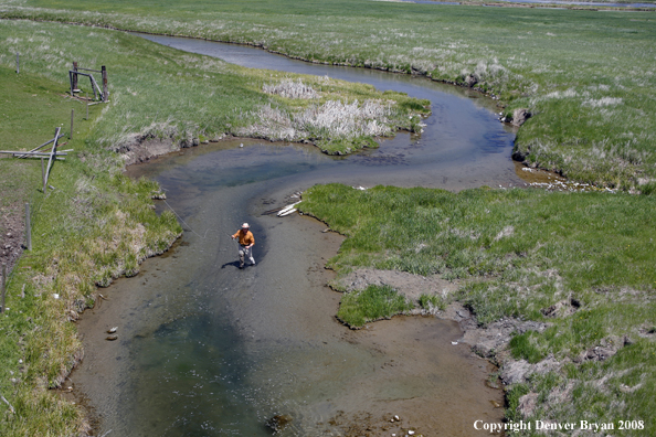 Flyfisherman fishing warm springs