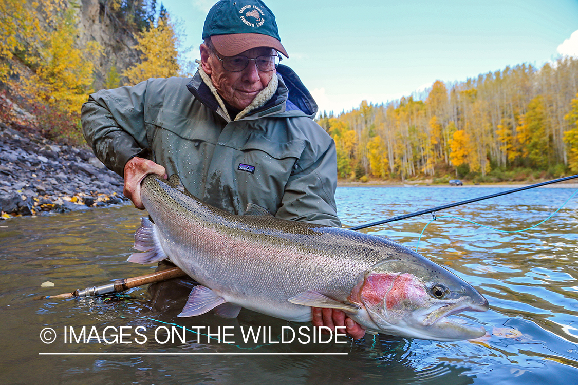 Flyfisherman with steelhead.