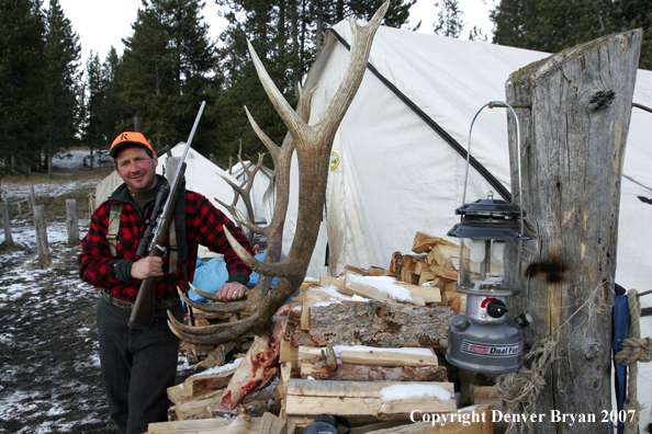 Elk hunter with trophy rack