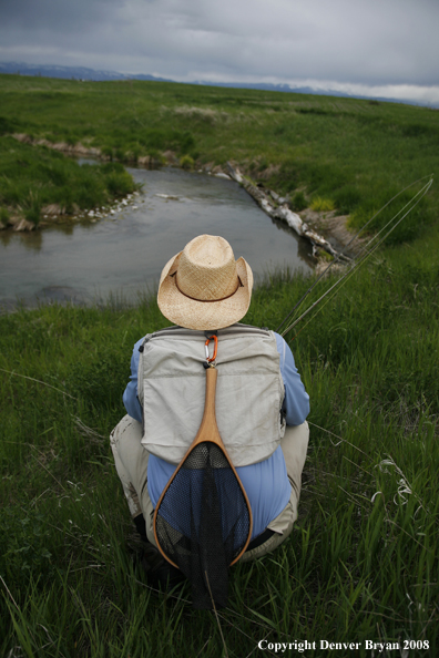 Flyfisherman fishing warm springs