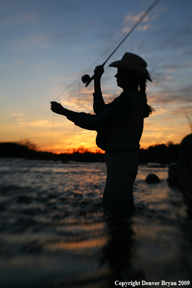 Woman flyfishing