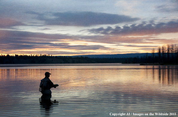 Flyfishing in Hebgen Lake, Montana. 