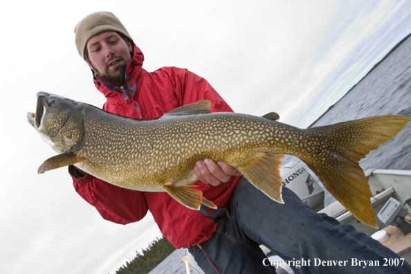 Fisherman with lake trout (MR).