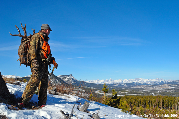 Hunter with deer rack